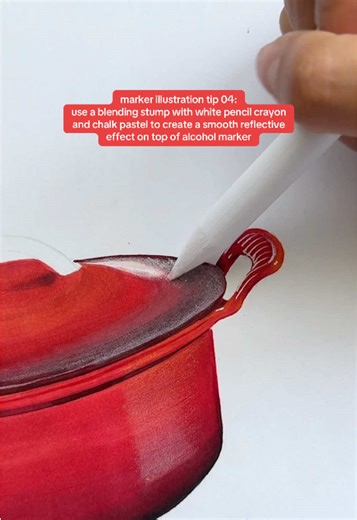 always used blending stumps for pencil drawings growing up but it just clicked for me to try it with colored pencil when working on this #markerillustration #alcoholmarker #pencilcrayon #coloredpencil #blendingstump #blending