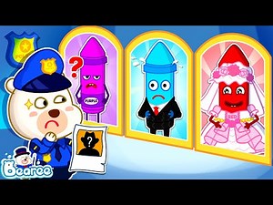 Detective Bearee Pretend Play Real VS Fake Crayon😎 Crayons World Cartoon for Kids | Bearee Kids Show