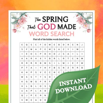 The Spring That God Made Word Search Game: Christian Activity