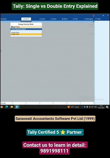 Tally: Single vs Double Entry Explained #Tally#TallyPrime#TallyTutorial