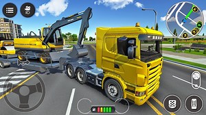 Transporting Heavy Excavator to Construction Site - Long Trailer Truck Driving - Android Gameplay | RK Gamer
