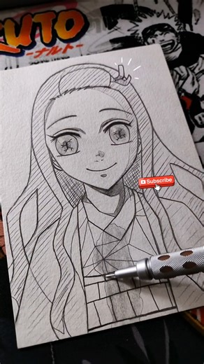 Drawing Nezuko from demon slayer using Drawing Guide #demonslayer #art #anime #drawing #shorts