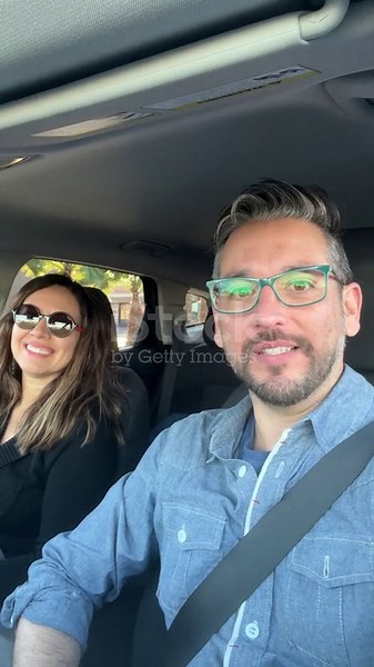 Couple driving and enjoying road trip from Las Vegas, Nevada to Route...