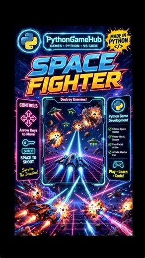 I Built a Space Fighter Game in Python! 🚀 | Made with Pygame
