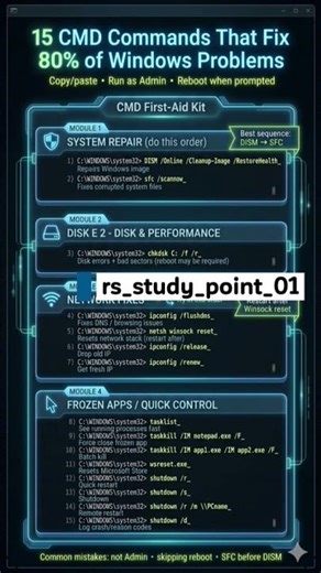15 CMD Commands Jo 80% Windows Problems Fix Karte Hain #WindowsTips #CMD #ComputerTricks #TechHacks