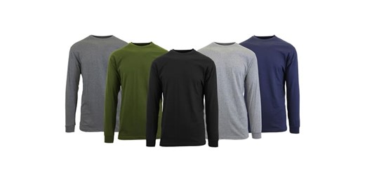 (3 or 6Pk) Mens L/S Crew Neck Solid Shirt