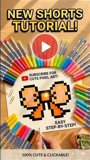 💓 Easy pixel art bow for beginners 🎨 #zentangleart #pixelart #simpleart #easydrawing #viral #shorts