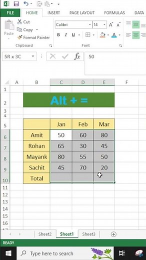 Autosum in Excel