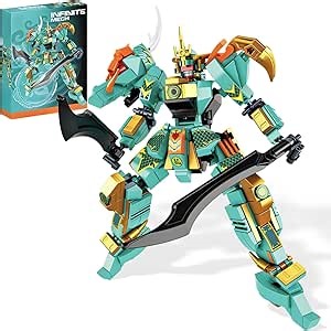 Samurai Mech Warrior Building Toy Set for Adults, Green Dragon Battle Figure Robot with 2 Sword Building Bricks Kit, 321 Pieces Ninja Adventure Playset Gift Idea for Teens Ages 14+