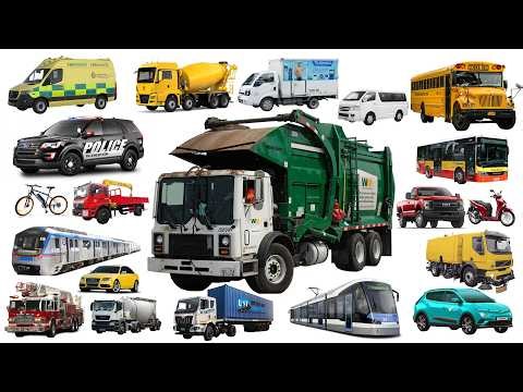 Transport Vehicles for Kids – 20 Types of Vehicles | Truck, Bus, Train, Police Car & More