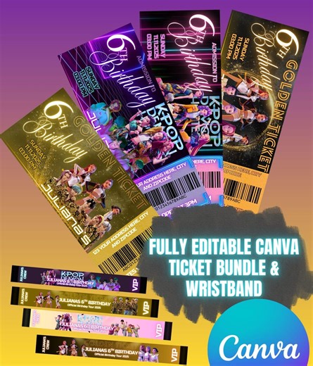 K-pop Birthday Ticket Invitation, Editable Concert Pass (digital Download) - Etsy