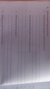 What is section header in MS PowerPoint?How can we insert tabl... | Filo