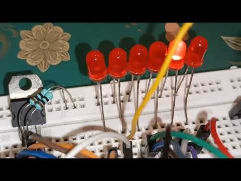 Knight Rider LED Chaser Using CD4017B IC + 2 Transistor Astable multivibrator + DIY Power supply.