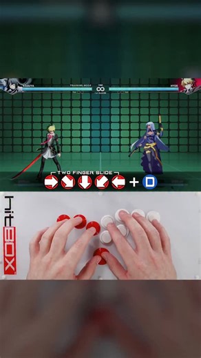 Hit Box on Instagram: "Half-Circle Slide Method (P2) on Hit Box Use both the Ring and Middle fingers together to slide across buttons - this guarantees the diagonal inputs. Full UNI 2 HC guide: https://www.hitboxarcade.com/blogs/hit-box/uni2-hb-hc #HitBox #HowToHitBox #UNI2 #inbirth #Leverless"