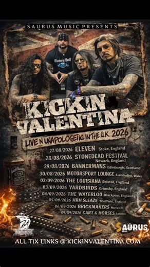 Kickin Valentina on Instagram: "Aug/Sept we return to the UK/Europe for the “Live n Unapologetic” tour. Get your tickets now at kickinvalentina.com @mightymusicdk @targetgroupdk @intunegp @curtmanganstrings @pighogcables @saurusmusicuk @scorpionpercussion #rocknroll #hardrock #music #uk #europe"