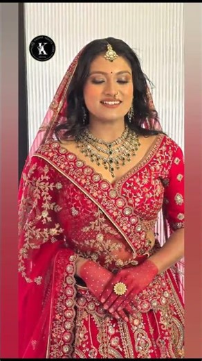 Stunning Red Bridal Look by Asha Patel ❤️✨ | Khodal Beauty Care #Shorts