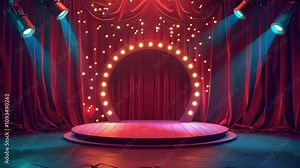 video of cartoon circus stage Відео Stock