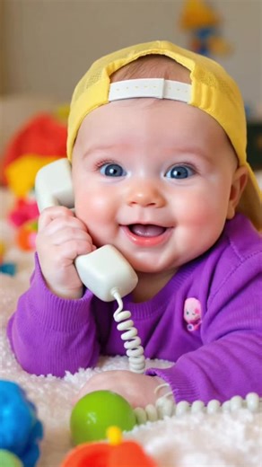 Adorable Baby on Telephone Moment