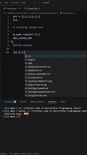 🪟 Sliding Window in 30 Sec 🧠⚡ | Python DSA #Shorts #Hero
