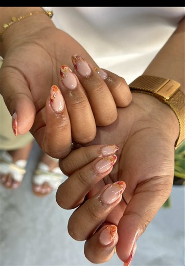 Acrylic Almond Nail Extensions with Abstract Art