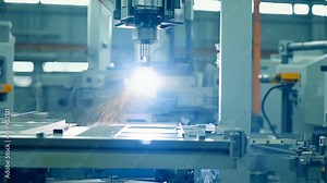 Modern automated industrial equipment at the plant. Concept: automation of production, industrial robotics and the factory of the future, production efficiency. Stock Video