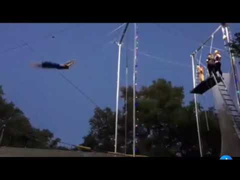 Flying trapeze layout, cap comes off, then I catch it after landing in net