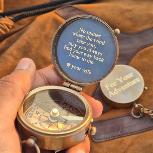 Engraved Compass: Personalized Antique Vintage Design, Fully Functional Brass, Custom Pocket Size, - Etsy