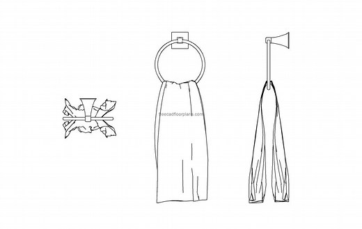 Towel Ring, Plan Elevations - Free CAD Drawings