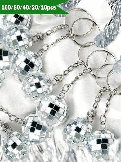 5/10/20/40pcs Pack Mini Disco Ball Keychain, Cute Sparkling Key Chain Pendant Decorations For Bag, Phone, Party Favors, Daily, Holidays, Parties, Weddings, Christmas Car Accessories Bag Charm School Goth Y2k Halloween Accessories Teachers Day Gift Ideas Gifts For Mother, Father, Graduation, And Teacher | SHEIN