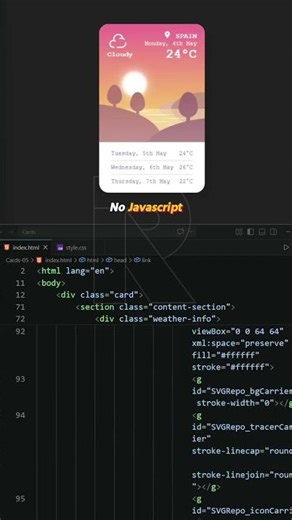 Pure CSS Weather Interface Design! ☀️🌊 #shorts