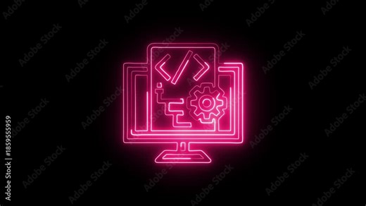 Script Icon Animation with Glowing Lines on Black Background