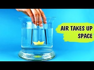Air takes up space Experiment with paper boat