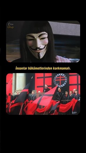 Bazen bir maske, bir halkın gerçek yüzünü ortaya çıkarır. 🎭🔥#vforvendetta #film #replik #sinema