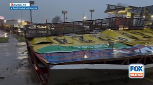 18K views · 207 reactions | ️ STORM-WRECKED: This Raceway station in Irving, Texas, took a direct hit from this morning's powerful tornado-warned storm. Look at the massive sign toppled and roof damage!  https://www.foxweather.com/weather-news/severe-weather-tornadoes-plains-midwest-southeast-east-coast | FOX Weather | Facebook
