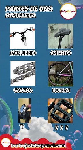 🚲 ¡Adivina las partes de la bicicleta en español! ¿Sabes cómo se llama esta? 👀💬