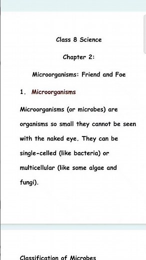 📝Notes | Microorganisms: Friend And Foe - Class 8 Science Chapter 2 NCERT | Full Chapter