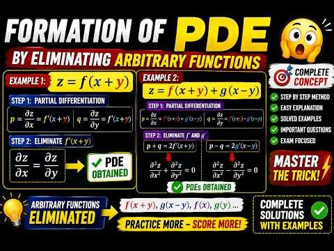 Formation of PDE by Eliminating Arbitrary Functions | Complete Concept + Solved Examples