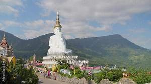 Phetchabun, Thailand - November 20, 2023 : Beautiful famous temple in Phetchabun, Thailand. Phra Thart Pha Kaew buddhist monastery and temple in a mountain location at Khao Kor. Landmark of khao kor