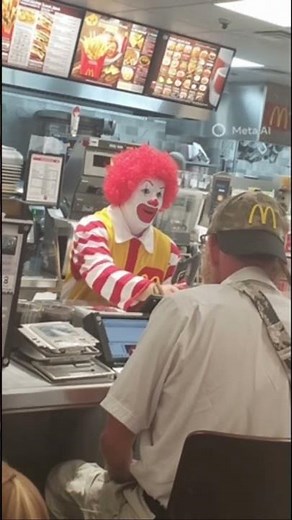 Ronald mcdonald the famous clown serving at mcdonalds 🍟🍔