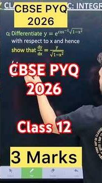 Q) Differentiate y=e^(cos^(−1) √(1−x^2 )) with respect to x and hence show that dy/dx=y/√(1−x^2 )