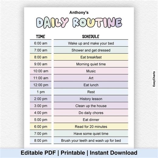 Kids Daily Schedule, Kids Daily Routine, Homeschool Daily Routine, Preschool Classroom, Homeschool Mom, Nanny Schedule, Printable PDF - Etsy