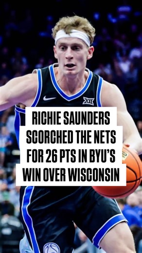 Jonathan Givony on Instagram: "Richie Saunders tied his season-high with 26 points on 10/16 shooting, including 5/9 3s, as BYU dominated Wisconsin at the Delta Center in Salt Lake City Saunders, a potential second round pick in the 2026 draft, has been one of the most consistent spot up threats in the nation the past three seasons for the Cougars. He’s averaging a career-high 20.8 PPG as a senior and has made 39% 3PT% (150/387) in 106 games in his college career"