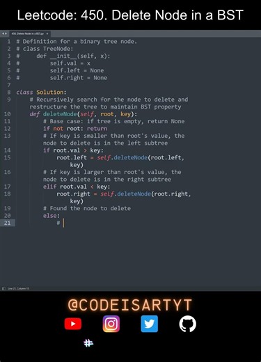 Leetcode 450. Delete Node in a BST in Python | Python Leetcode | Python Coding Tutorial | ASMR