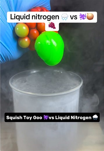 Liquid nitrogen 🌧️ vs 🫟🧅🍇 #Satisfying# #ASMR #Science #LiquidNitrogen #NitrogenVS