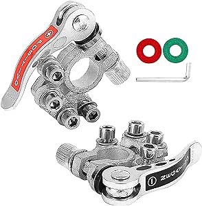Aohcae Car Battery Terminal Connectors 4 Way Positive and Negative Car Battery Terminals Clamp Quick Release Disconnect for SAE/JIS Type A Posts Suit Cars,Trucks,Buses