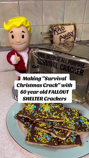 Making “Survival Christmas Crack” with 60 year old FALLOUT SHELTER Crackers