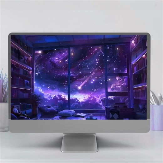 Animated Galaxy Room Vtuber Background: Cozy Anime Stream (digital Download) - Etsy