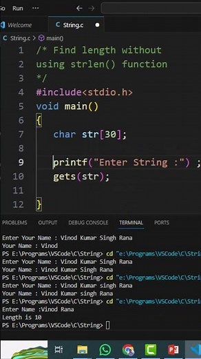 Find Length without using strlen() in C Language #interview #placement #c language #code #coding