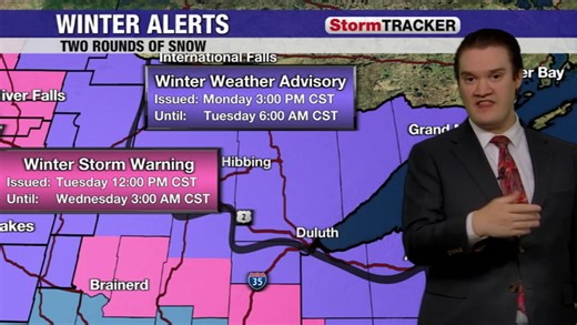 Two rounds of snow sandwiching northern Minnesota tonight and tomorrow