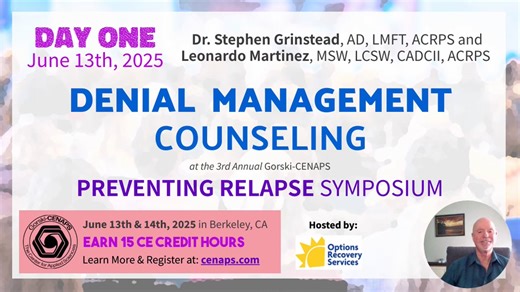 Denial Management Counseling Promo for Gorski-CENAPS Preventing Relapse Symposium